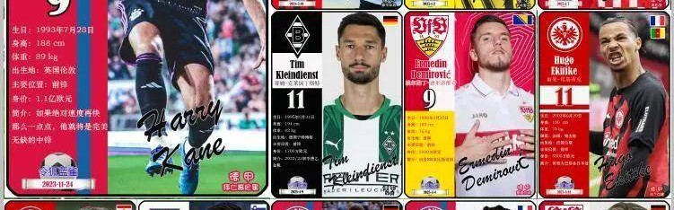 球星卡（德甲）：2024/25赛季德甲射手榜TOP12，拜仁3人上榜